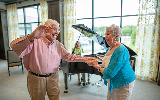 dancing at a senior living community